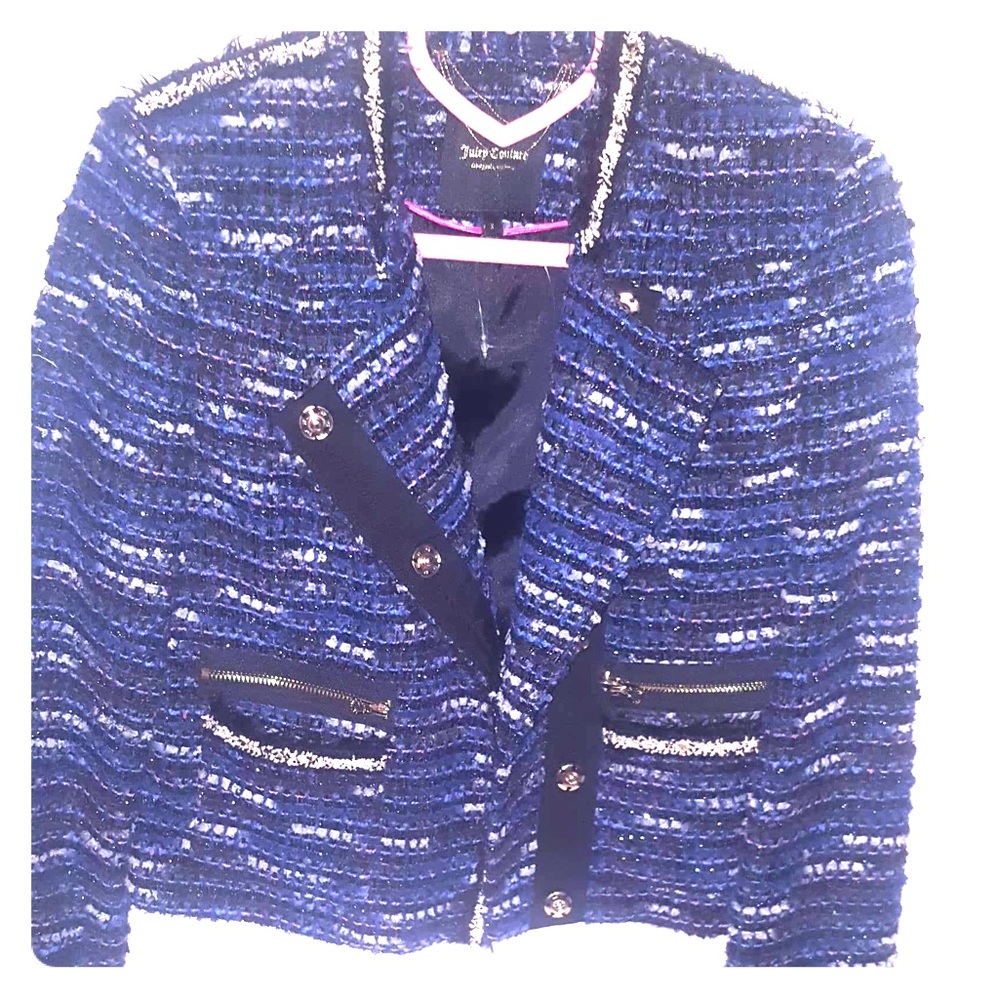 Juicy Couture Navy Blue tweed jacket blazer